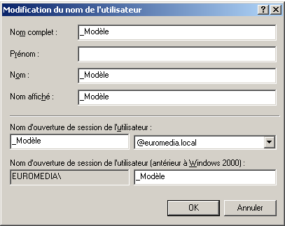 Fig10: Modification du nom de l'utilisateur